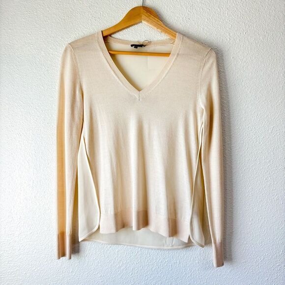 Theory Cream Wool Silk Sweater Top Size Small - Picture 1 of 4